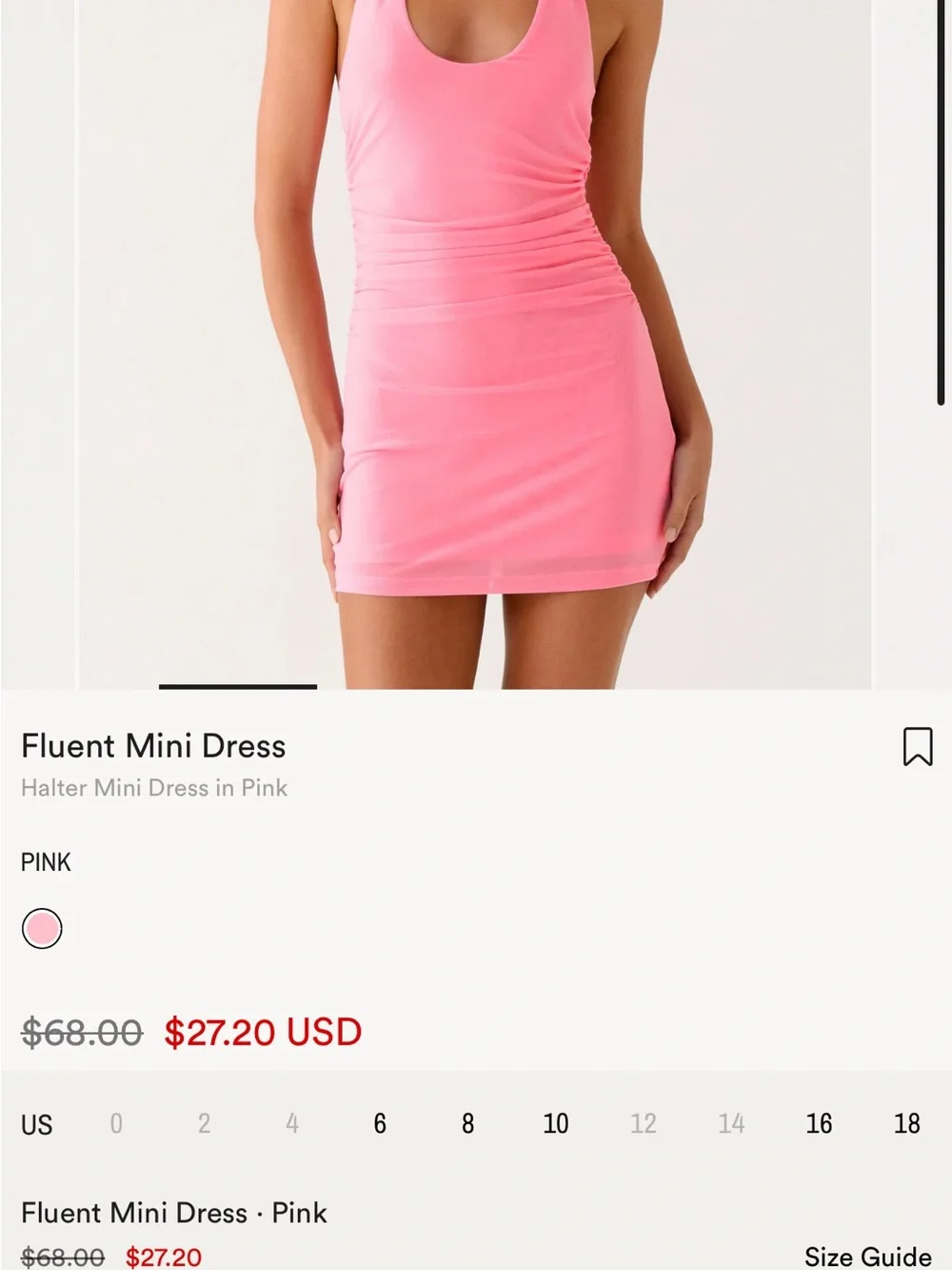 Peppermayo Pink Halter Ruched Mini Dress